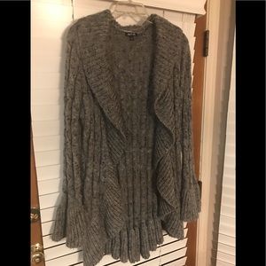 APT.9 gray black ruffle sweater.